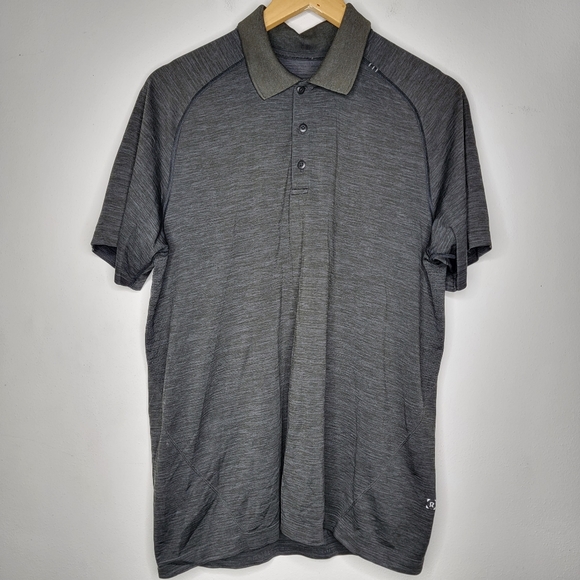 Lululemon Metal Vent Tech Men's Polo Heather Black Short Sleeve Athletic Large - Picture 2 of 5